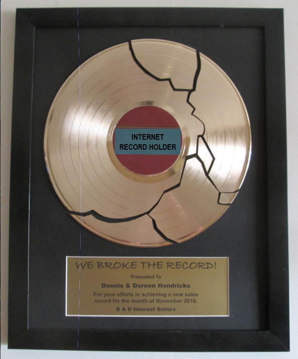 Gold Record Behind Glass Award